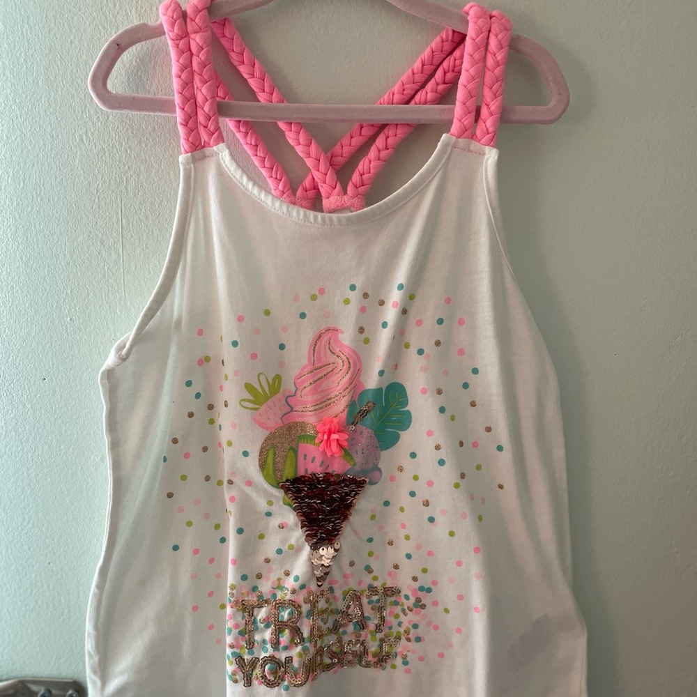 Tommy Bahama Girls Ice Cream Sequin Tank Top S 7/8